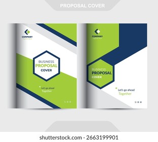 Blue-Green Proposal cover Design Template concepts are adept for corporate Business	