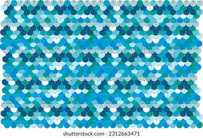 Blue-green sequins background. Scales texture. Vector illustration svg