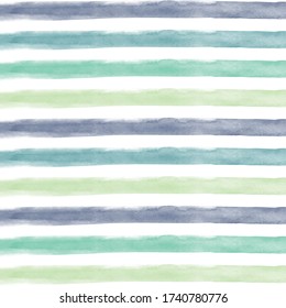 Blue-Green Shades Watercolor Brush Stripes.