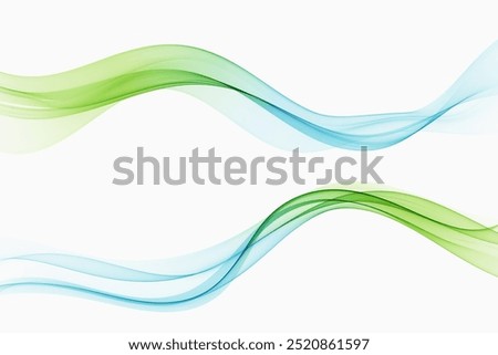 Blue-green transparent wave flow. Wave set