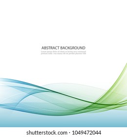 Blue-green wave background.Transparent lines in the form of waves of.Abstract wave background.