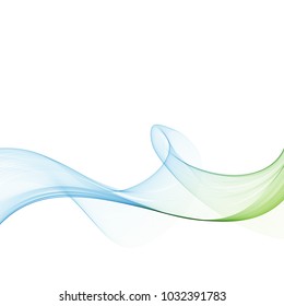 Blue-green wave on white background.Abstract smoke wave background.