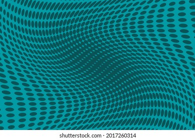 Blue-green Wavy dot lines background. Pattern of dots, dotted lines, circles of different scale. Futuristic pattern. Backdrop to create backgrounds, templates, posters in a modern minimalist style.