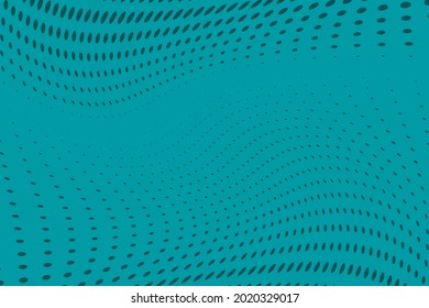 Fondo de las líneas de puntos onduladas azul-verde. Patrón de puntos, líneas punteadas, círculos de diferente escala. Patrón futurista. Fondo para crear fondos, plantillas, afiches en un estilo minimalista moderno.