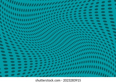 Fondo de las líneas de puntos onduladas azul-verde. Patrón de puntos, líneas punteadas, círculos de diferente escala. Patrón futurista. Fondo para crear fondos, plantillas, afiches en un estilo minimalista moderno.