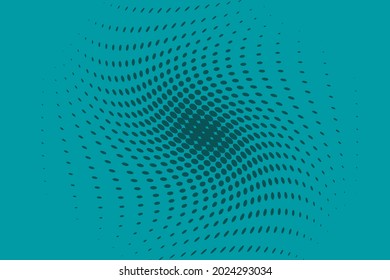 Blue-green Wavy dot lines background. Pattern of dots, dotted lines, circles of different scale. Futuristic pattern. Backdrop to create backgrounds, templates, posters in a modern minimalist style.