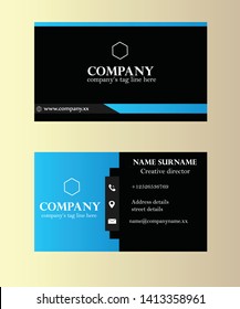 blue,grey and black modern business card template vector design