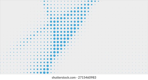 Fondo de puntos semitono degradado azul-gris. Ilustración vectorial de arte Pop para el diseño creativo.