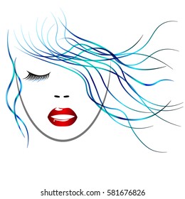 Blue-haired woman