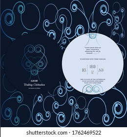 Blueheart round swirl wedding card template
