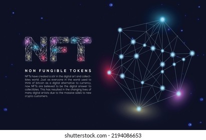Papel de pantalla azul Multicolor para NFT. token no fungible en efecto de luz rgb. Concepto de fondo criptodivisa digital.
