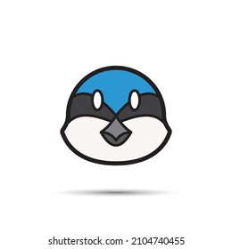 Bluejay icon. Scalable symbol. Thin outline in black. Vector illustration for use in web, mobile apps, print media and logo.