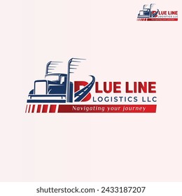 Blueline logistic llc transport logo design vector