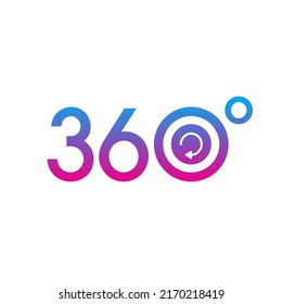 blue-magenta gradient 360 degree logo. 360 degrees and rotating arrow symbol