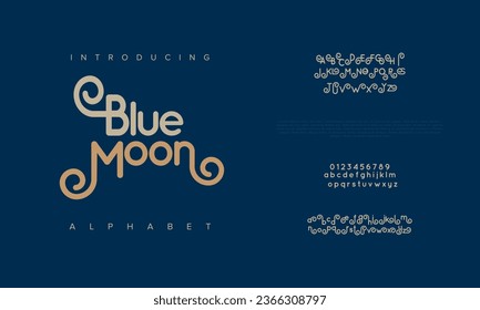 Bluemoon creative modern urban alphabet font. Digital abstract moslem, futuristic, fashion, sport, minimal technology typography. Simple numeric vector illustration
