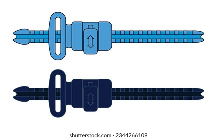 Blue-navy adjustable plastic buckle zipper cap template on white background, vector file