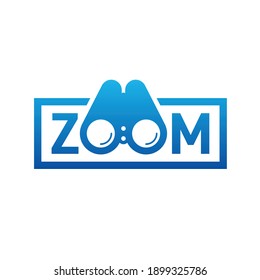 blue-navy blue gradient zoom logo. zoom and binoculars logo