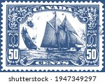 Bluenose Canadian Stamps Vectors - Editable Flags and Maps