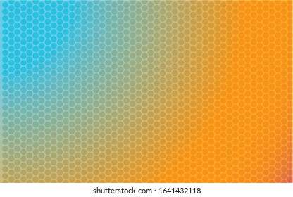 Blue-orange gradient abstract background with dots. Dotted vector background going from light blue in the left top corner to orange in the bottom right corner of the background.