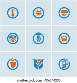 Blue-Orange vector set of medical web icons