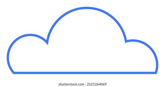 Blue-outlined cloud shape, represented with clean and minimalist design. Ideal for weather apps, data storage logos, tech illustrations, children s books, and design projects. Vector art style.