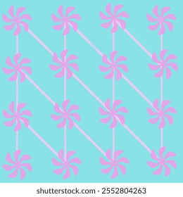 Blue-Pink Floral Design Pattern. Can be used to create patterns for fabric, table cloth, cushion, carpet, curtain, wallpaper, gift wrap, background, card, laminate, tiles or as a decorative element.