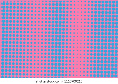 Blue-pink halftone background. Digital gradient. Abstract backdrop with circles, point, dots. Dotted pattern. Futuristic panel Vector illustration
