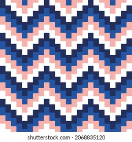 Blue-pink vector chevron seamless pattern