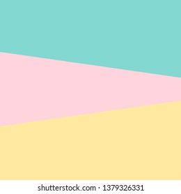 Blue,pink and yellow pastel color paper geometric flat lay background.Concept art.Geometric shapes and lines in pastel colors.Texture background of fashion pastel colors.90s style.Vector illustration.