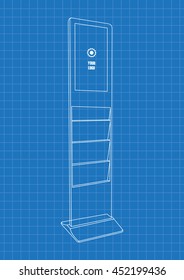 Blueprint of Advertising Display with Brochure Holder