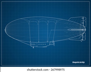 Blueprint airship. Vector illustration eps 10