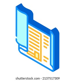 blueprint architect paperwork isometric icon vector. blueprint architect paperwork sign. isolated symbol illustration