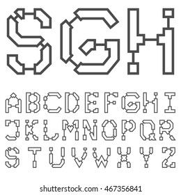 Blueprint architectural font 03. Vector EPS 8