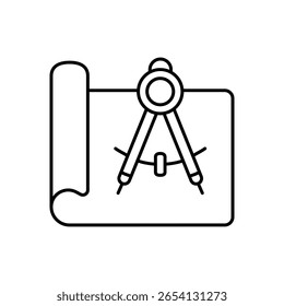 Ícone da linha de desenho técnico da arquitetura do plano