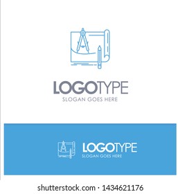 Blueprint, Architecture, Blueprint, Construction, Paper, Plan Blue outLine Logo with place for tagline