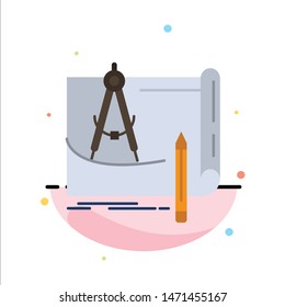 Blueprint, Architecture, Blueprint, Construction, Paper, Plan Abstract Flat Color Icon Template
