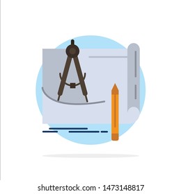 Blueprint, Architecture, Blueprint, Construction, Paper, Plan Abstract Circle Background Flat color Icon