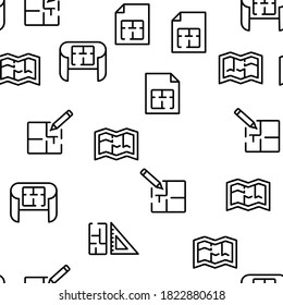 Blueprint Architecture Vector Seamless Pattern Thin Line Illustration