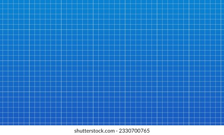 Blueprint background. Blue lined architecture backdrop. Technical industrial concept illustration. Wide wallpaper, pattern digital paper. Empty grid with editable outline strokes. Blank template.