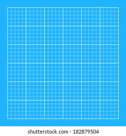 Blueprint background. Classic style. Flat color. White grid, with blue background. Technical backdrop. Easy to edit. Vector illustration - EPS10.