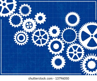 Blueprint Background with cogs