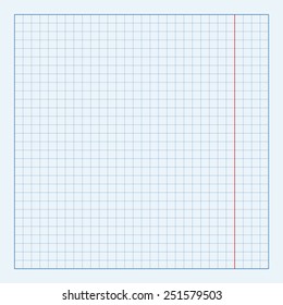 Blueprint background texture with red stripe. Vector technical paper 
