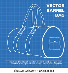 Blueprint of Barrel Bag. Vector illustration.