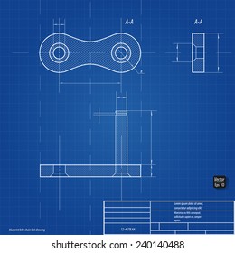 Blueprint Bike Chain Link Drawing Eps 10