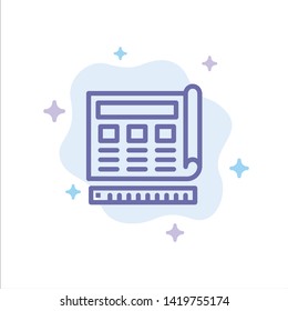 Blueprint, Blue, Print, Website, Web Blue Icon on Abstract Cloud Background