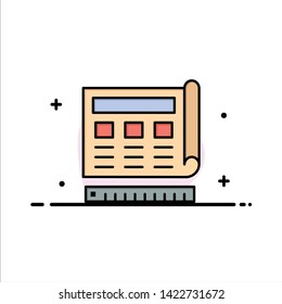 Blueprint, Blue, Print, Website, Web  Business Flat Line Filled Icon Vector Banner Template