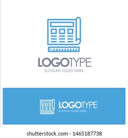 Blueprint, Blue, Print, Website, Web Blue Logo Line Style. Vector Icon Template background