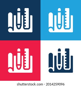 Blueprint blue and red four color minimal icon set