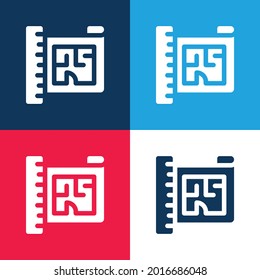 Blueprint blue and red four color minimal icon set