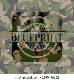 Blueprint camouflaged emblem